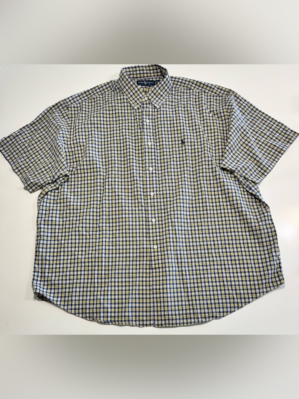 Polo Ralph Lauren Blake Button Down Shirt XXL Plaid Blue/Yellow Short Sleeve